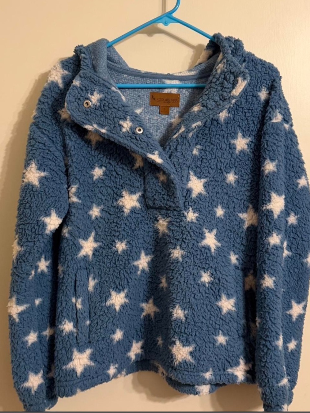 Blue and White Star Sherpa Jacket - S